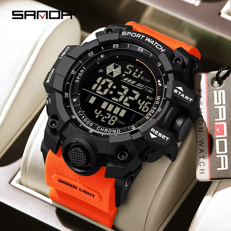 SANDA hommes montre de sport de plein air LED étanche analogique affichage numérique multifonction grand cadran montre-bracelet électronique G style mâle Cloc