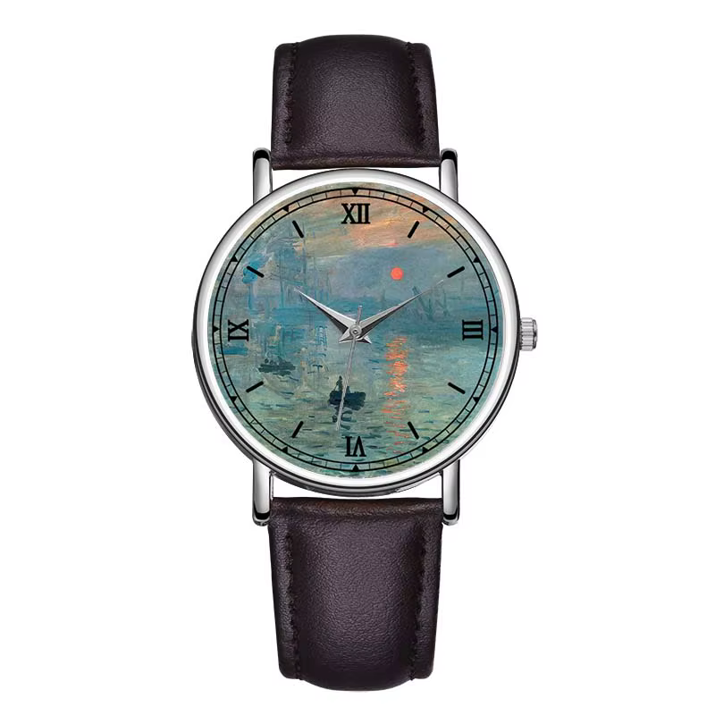 Montre à quartz pour femme C-9301 Morning Lake Fashion, cuir véritable