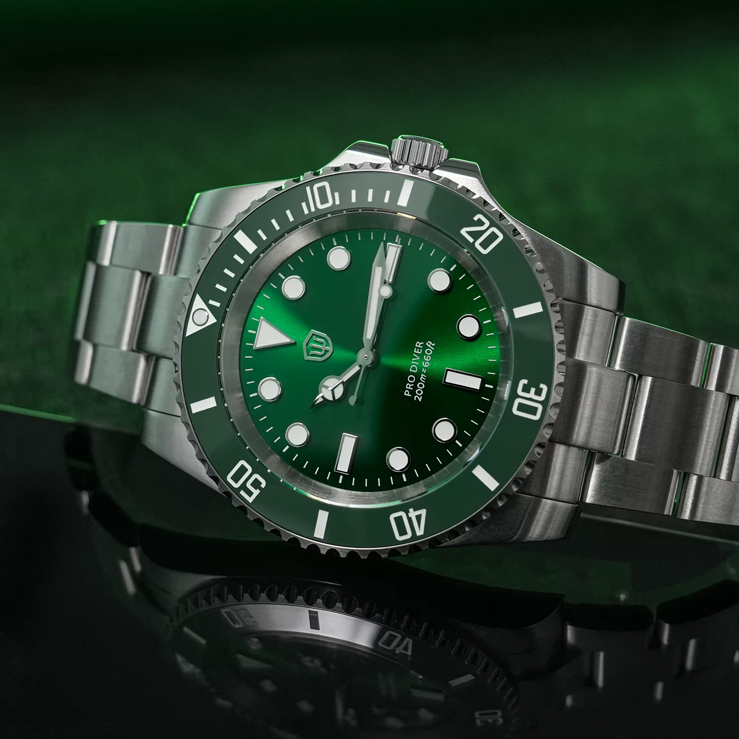 Watchdives VH31 balayage Quartz deuxième mouvement hommes montres acier inoxydable saphir 200M étanche cadran vert WD1680Q V2 montre