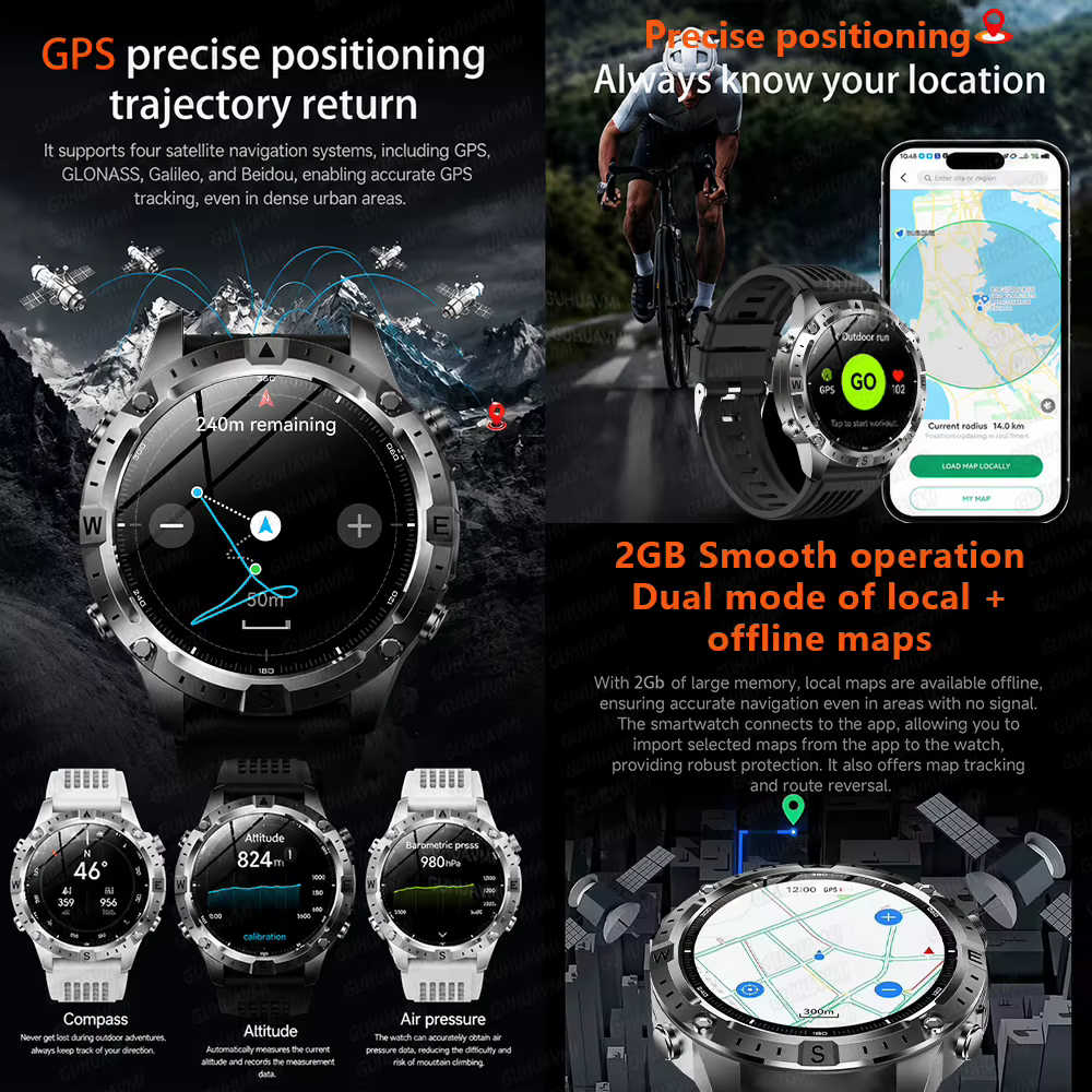 Nouvelle Montre Connectée GPS Extérieur 2026 avec Cartes Hors Ligne