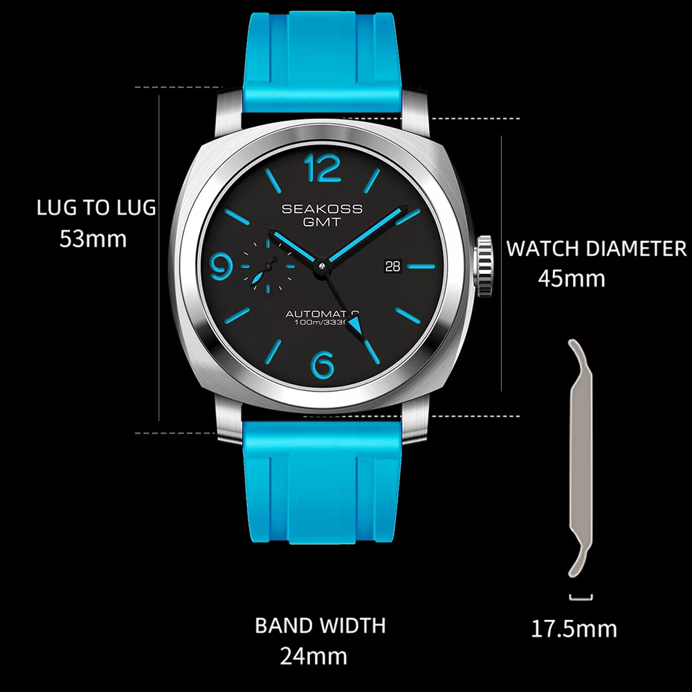 SEAKOSS GMT Super lumineux plongée automatique montre mécanique hommes 10ATM 1963 mouette st2557 mouvement calendrier saphir montre-bracelet