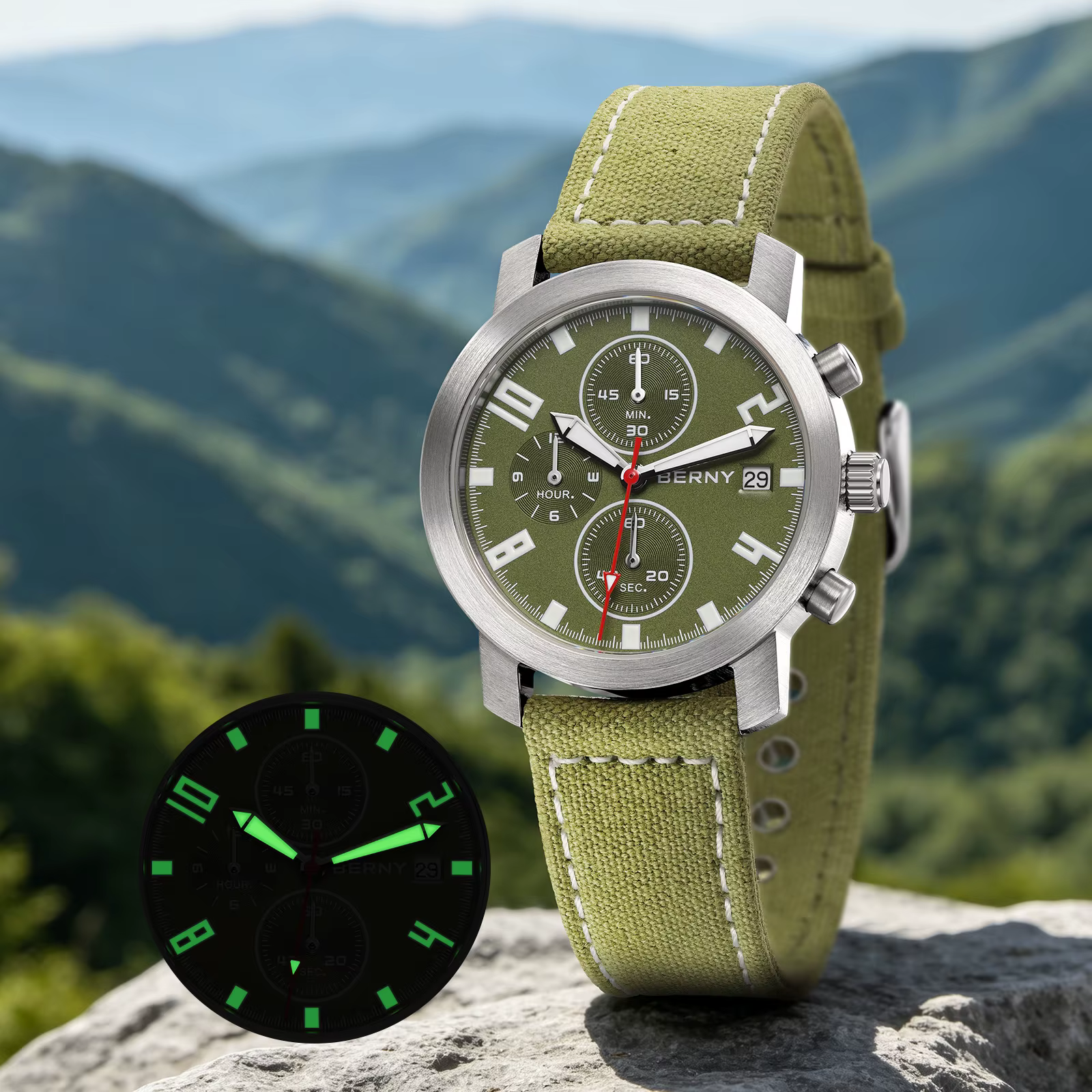 BERNY – montre chronographe pour hommes