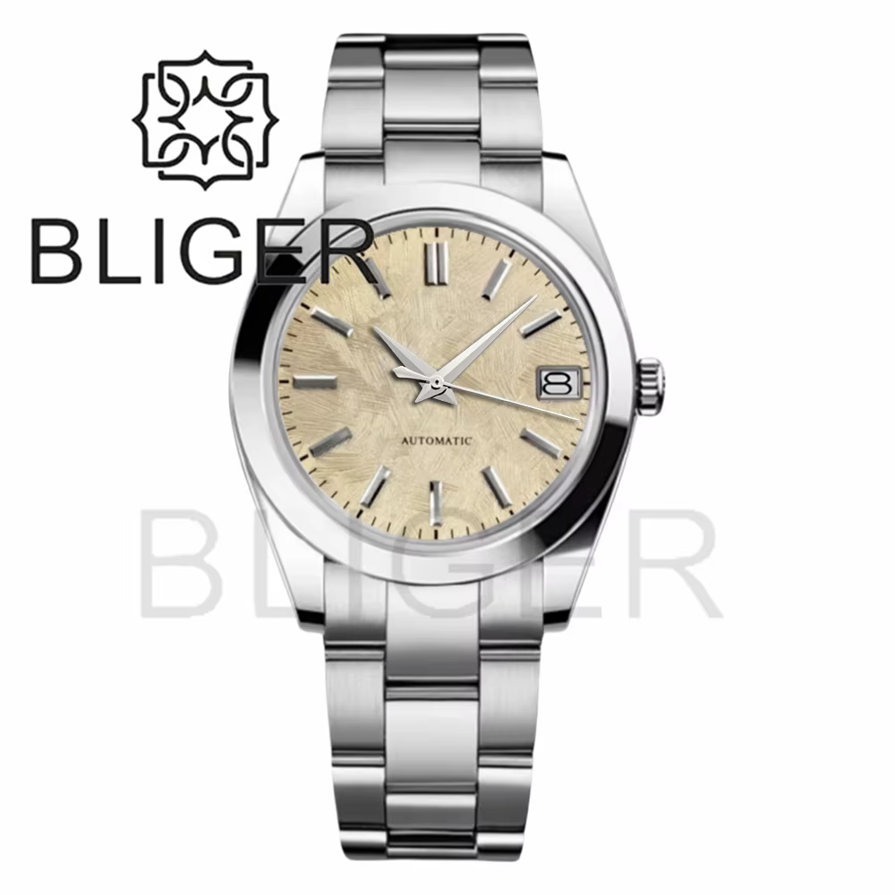 BLIGER 36mm39mm logo personnalisé cadran vert montre Sakura rose glace bleu Texture