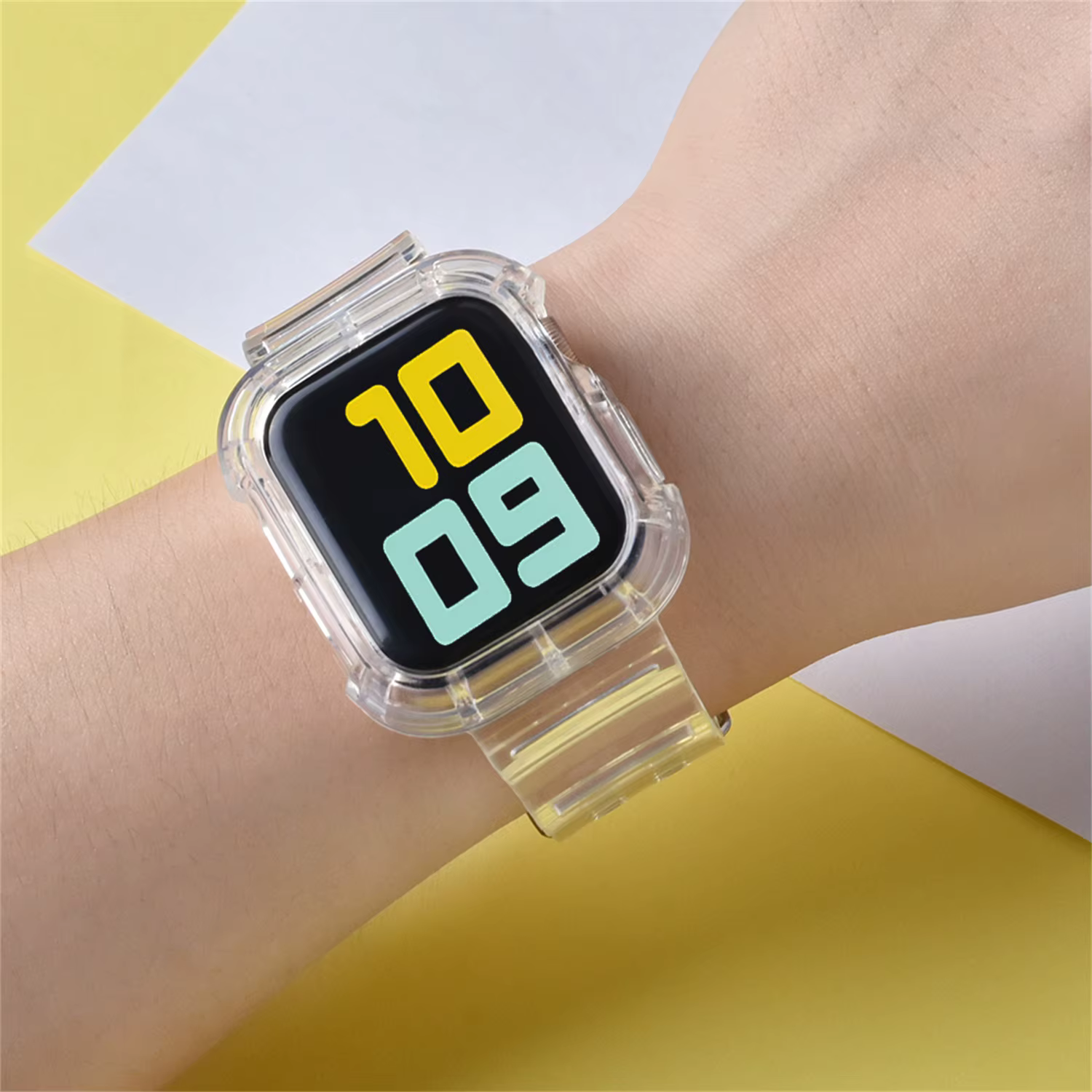 Pour Apple Watch couleur bonbon bracelet transparent + boîtier 11/10/8/7/6/5/4 49mm 46mm 42mm