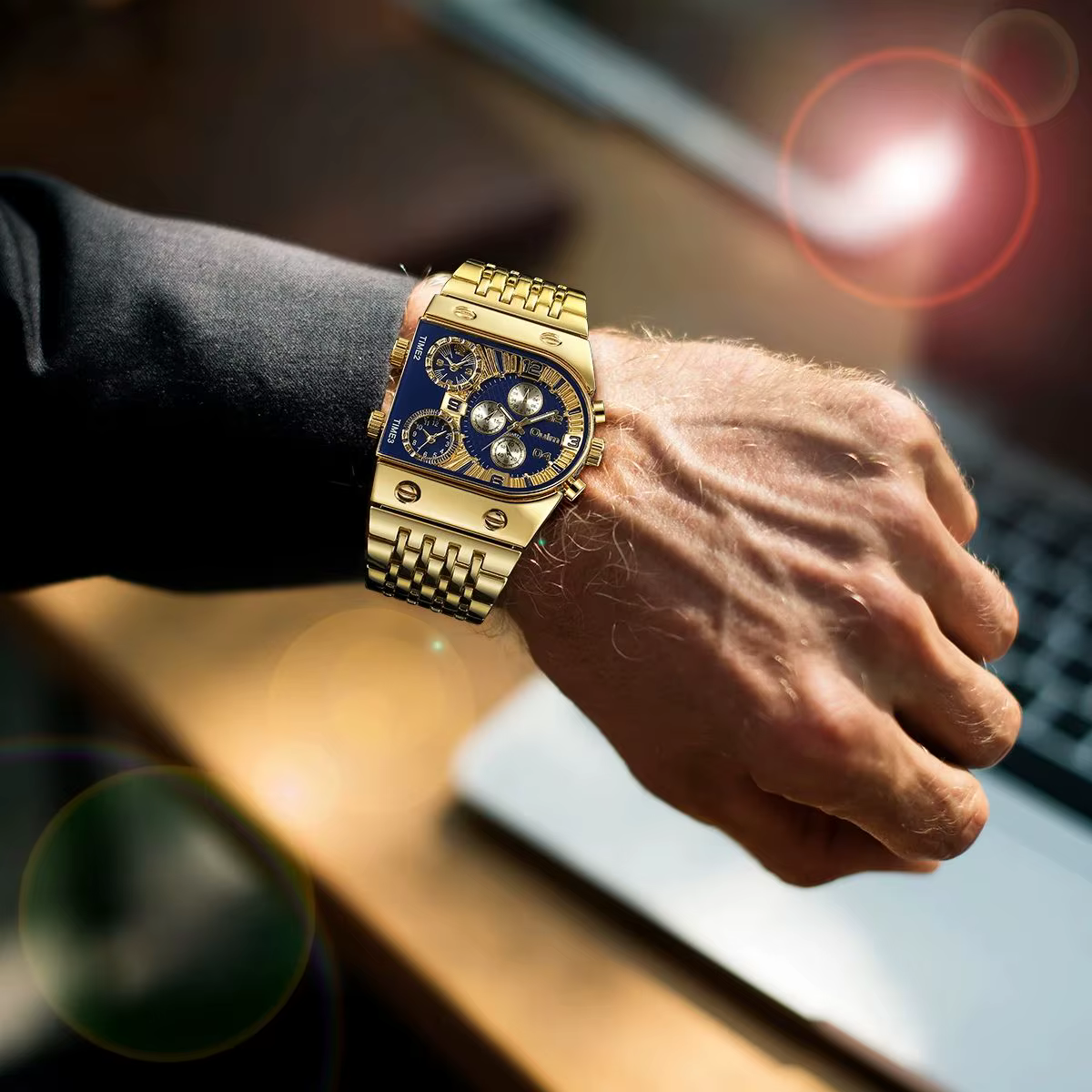 Montre Oulm de luxe multi fuseaux horaires pour homme