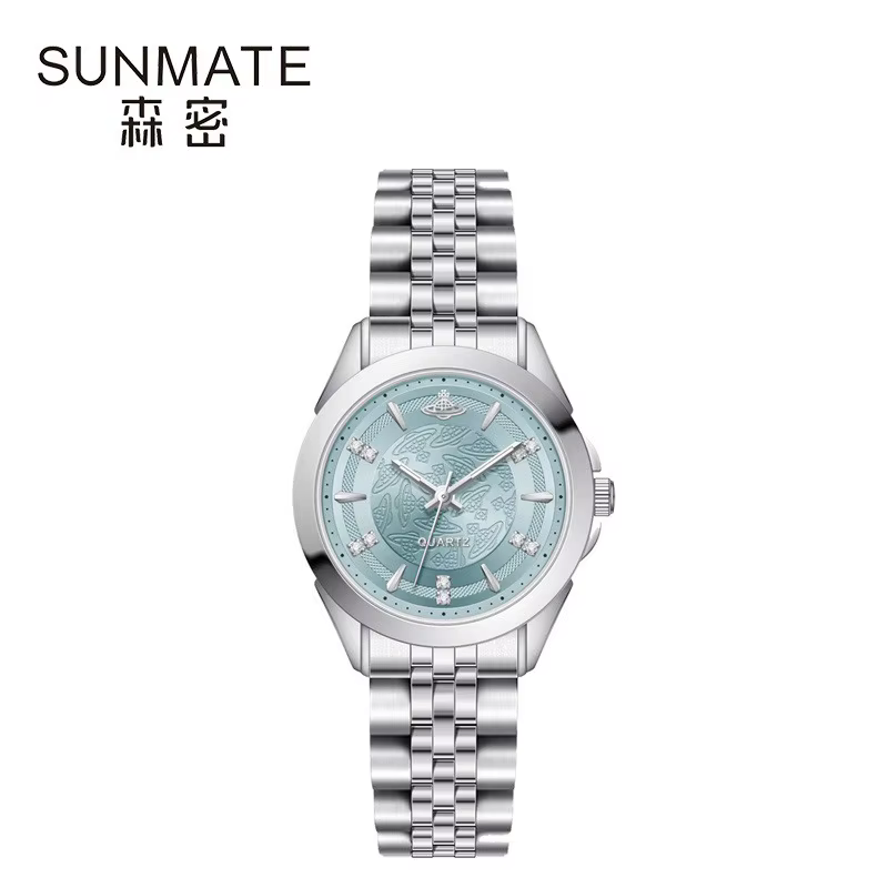 Montre pour femme SUNMATE de luxe avec cadran bleu glacé
