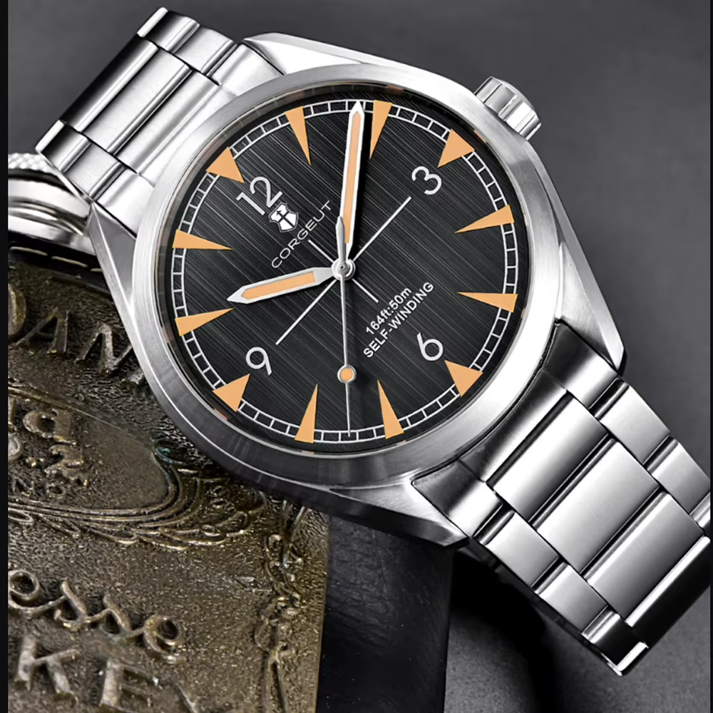 41mm Corgeut montre pour hommes NH35 mouvement de luxe automatique reloj hombre montres pour hommes saphir reloj Date lumineux lunette brossée