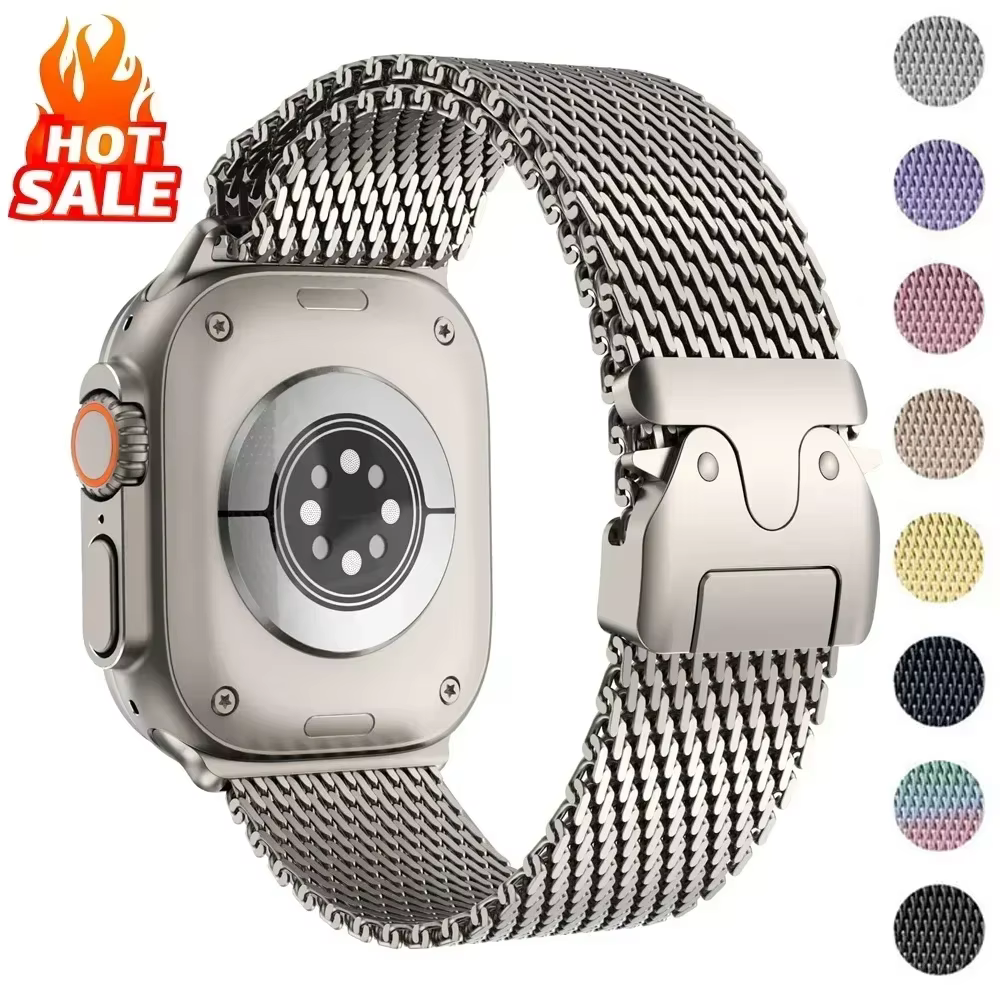 Bracelet à boucle milanaise pour Apple Watch Ultra 2 3 bandes 49mm 45mm 46mm 44mm 42mm 41mm 40mm