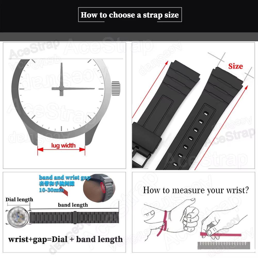 Bracelet de montre en caoutchouc noir 12mm 14mm 16mm 18mm 20mm 22mm