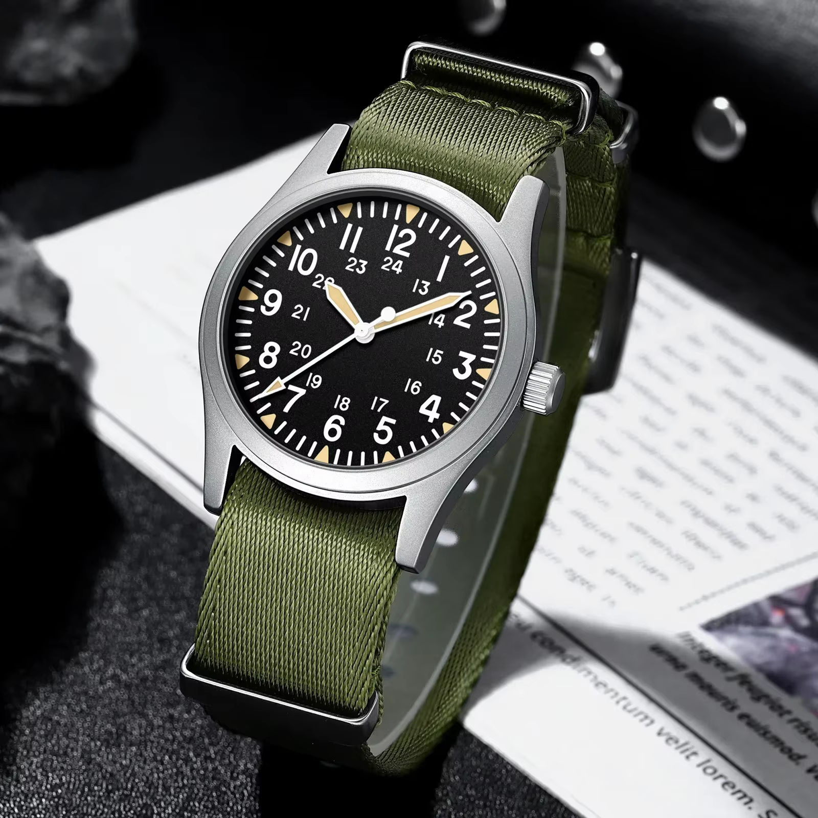 Montre à Quartz VH31 pour hommes militaire robuste champ extérieur 100M étanche avec verre saphir lumineux acier