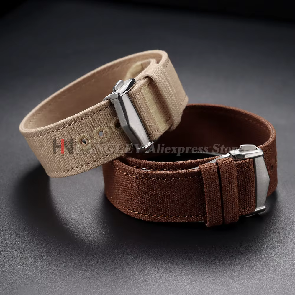 Bracelet de montre en nylon côtelé premium 20mm 22mm avec fermoir déployant pour Omega