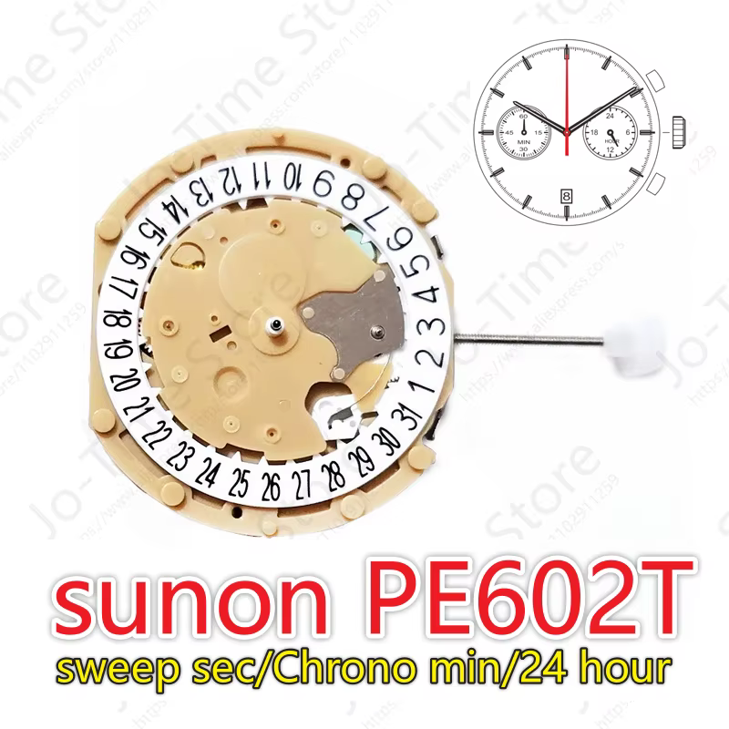Montre à quartz Sunon PE602T - Chronographe avec aiguille des secondes fluide et petites aiguilles 3/9 - Alternative abordable aux montres coûteuses