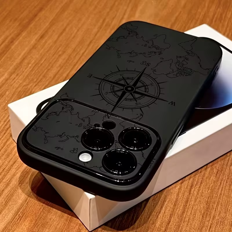 Coque de téléphone pour iPhone 11, iPhone 15, 16, 17 Pro Max, 14, 13, 12, X, XS, XR Plus, Air – Motif Boussole Créatif, Housse Souple Antichoc
