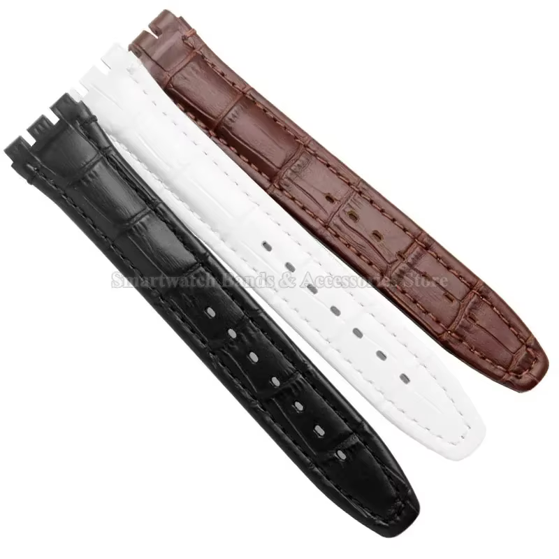 Bracelet en cuir véritable 17mm 19mm pour Swatch série étanche Sport