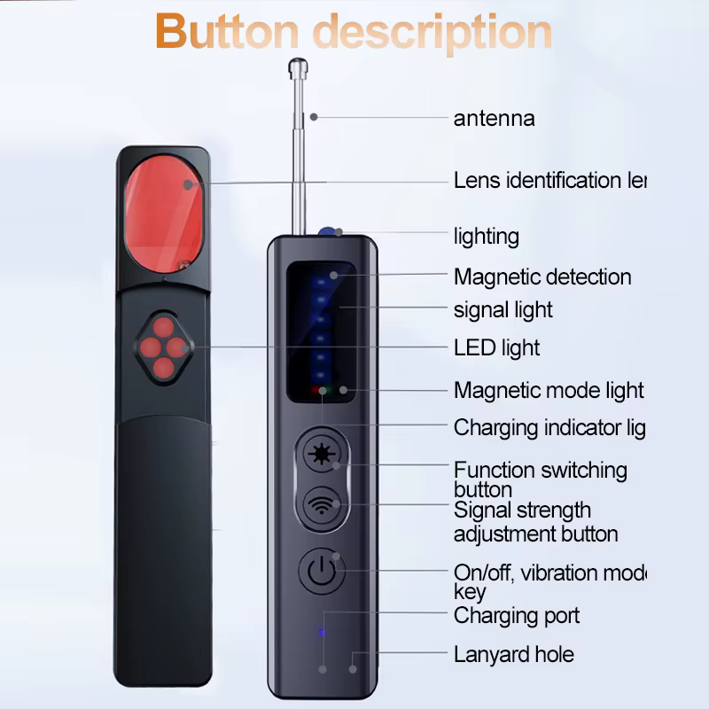 Détecteur de caméra cachée Anti-espion, traceur GPS de voiture, dispositif d'écoute, Bug RF sans fil, Scanner de tous les signaux, Gadget de Protection de sécurité