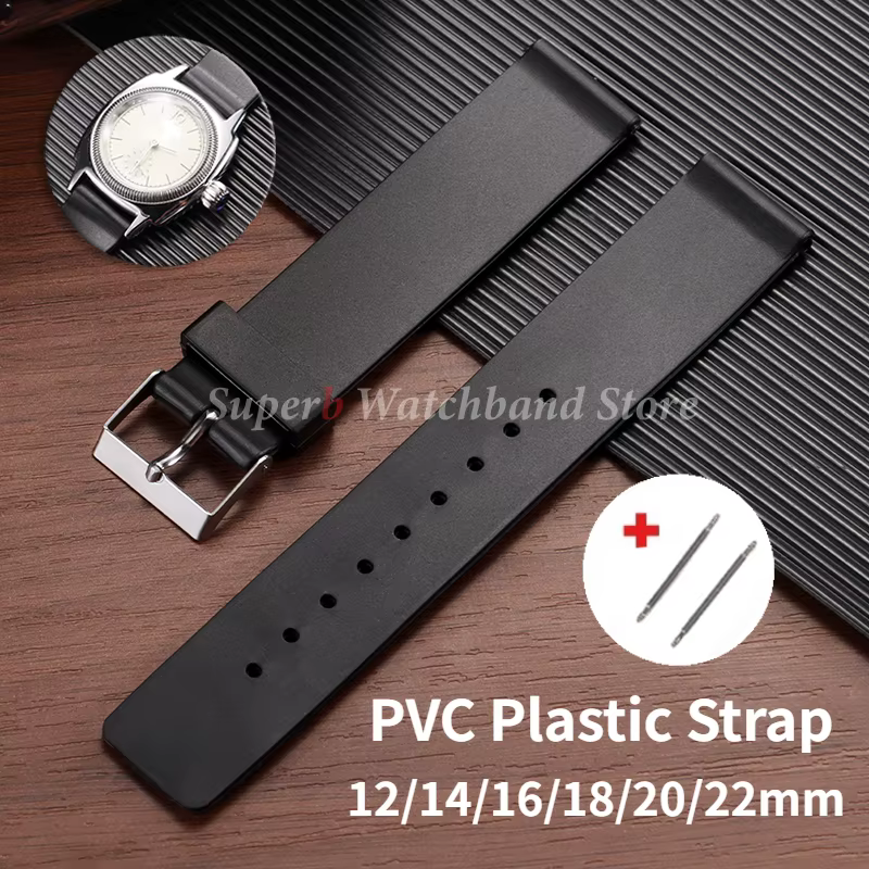 Bracelet de montre en plastique PVC 12mm 14mm 16mm 18mm 20mm 22mm