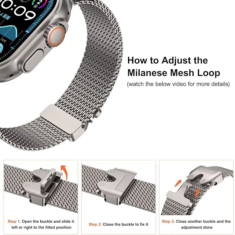 Bracelet à boucle milanaise pour Apple Watch