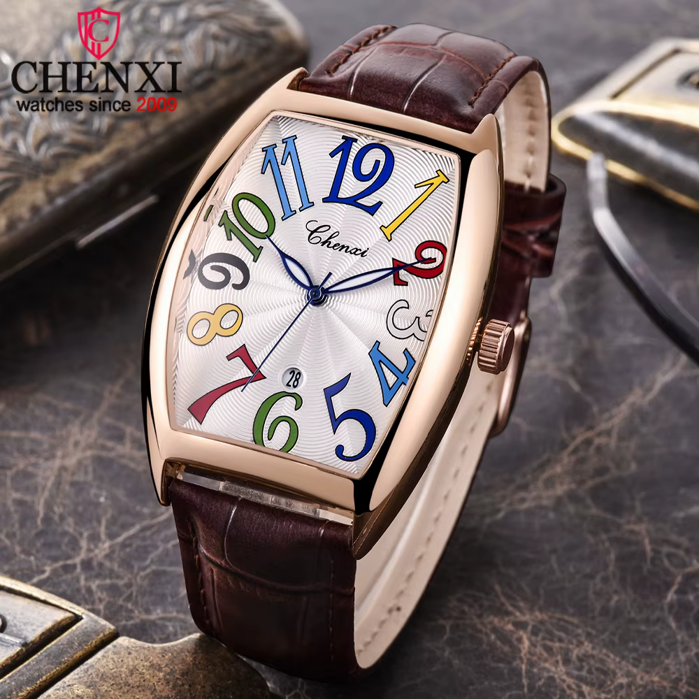CHENXI montre à Quartz pour hommes de marque de luxe en cuir véritable étanche calendrier lumineux haute qualité montre-bracelet décontractée d'affaires