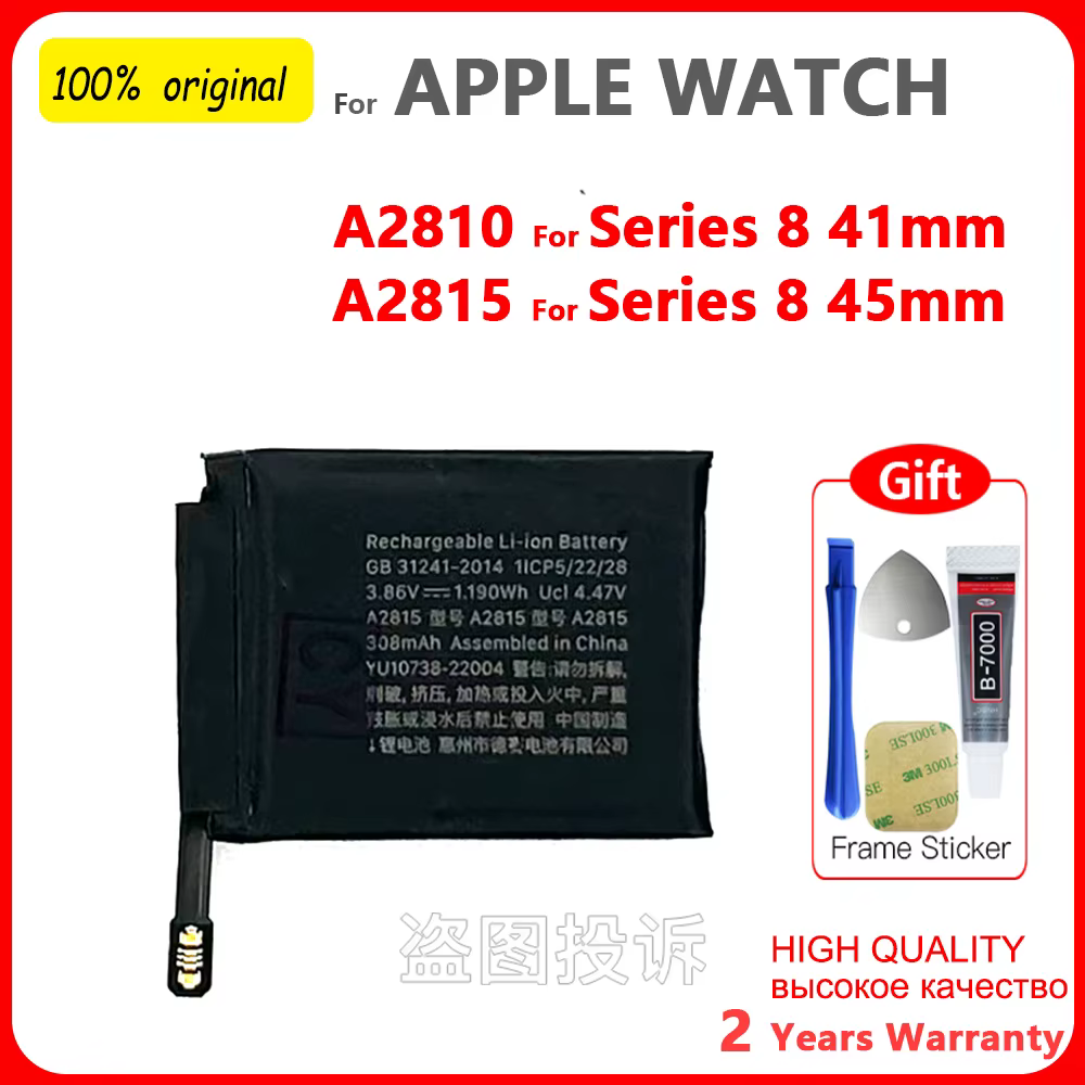 Batterie de remplacement d'origine pour Apple Watch Series SE 1 2 3 4 5 6 7 8 iWatch SE S1 S2 S3 S4 S5 S6 S7 S8 GPS LTE 40/45MM Bateria