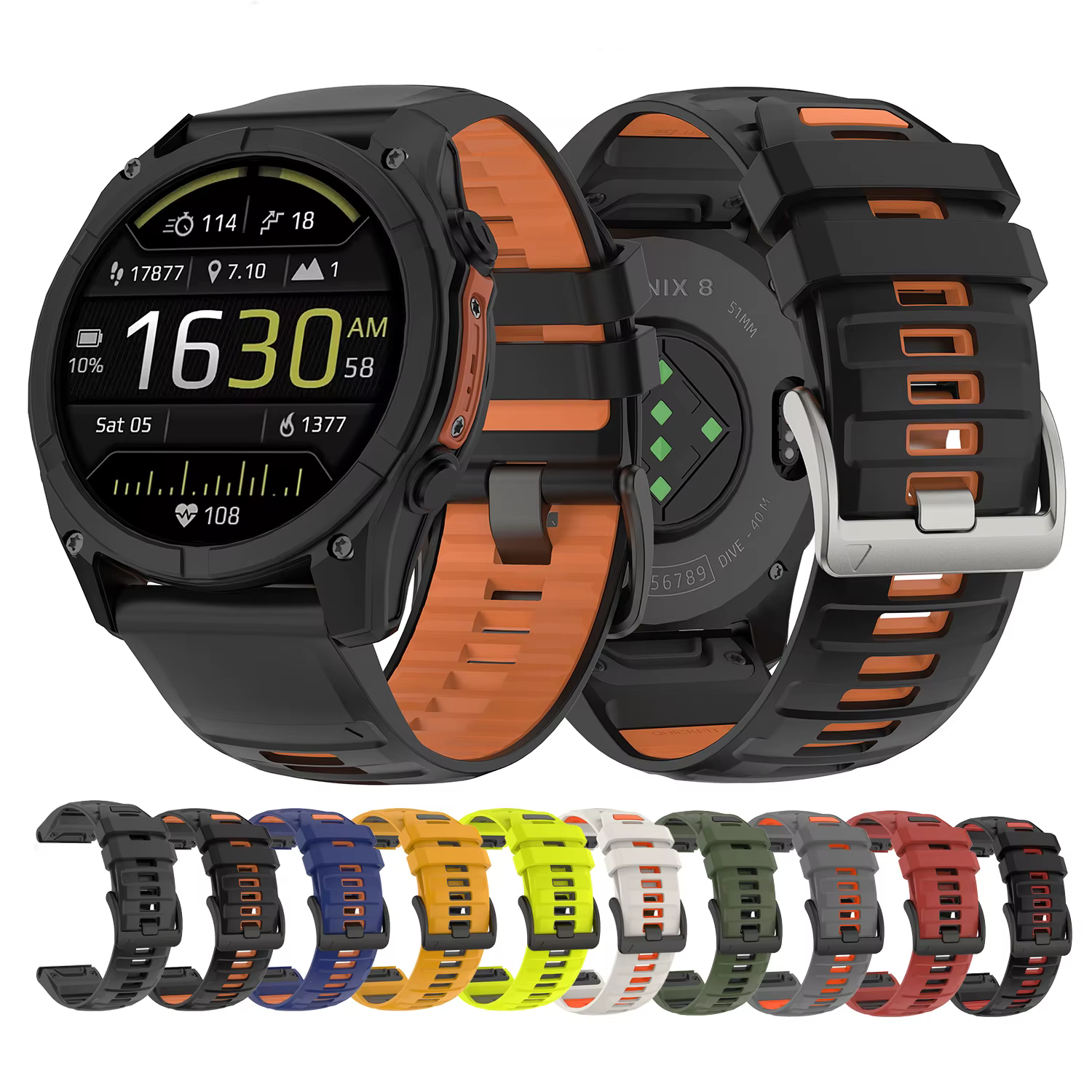 Bracelet sport en silicone officiel Quickfit pour Garmin Fenix 8 Pro 47mm 51mm 7 7X/Epix Pro/6 6X/Enduro 3