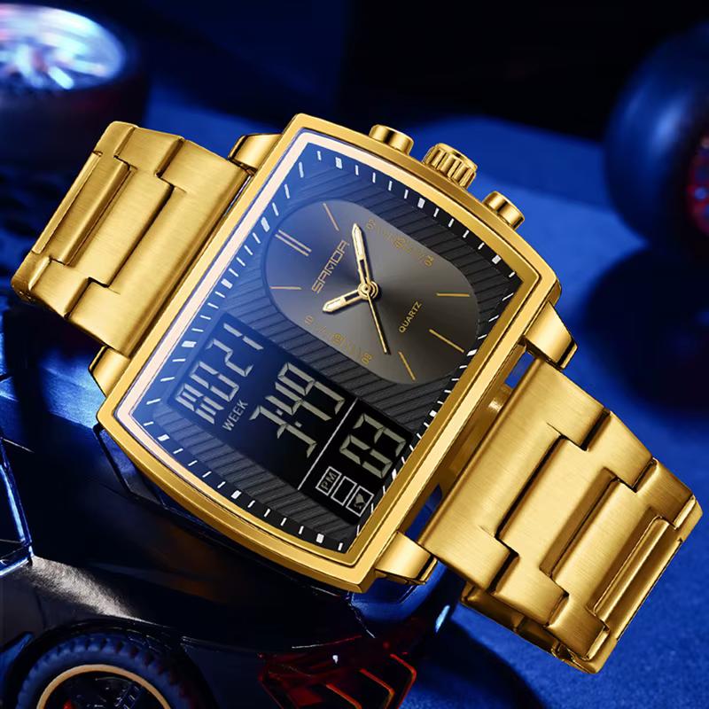 Montre-bracelet rectangulaire pour hommes