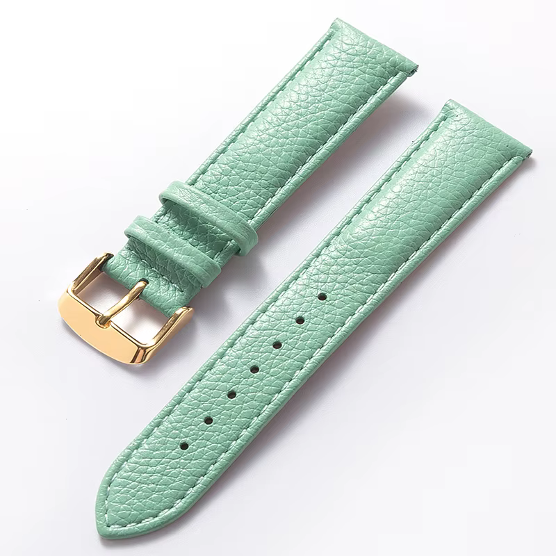 Bracelet en cuir véritable à motif litchi