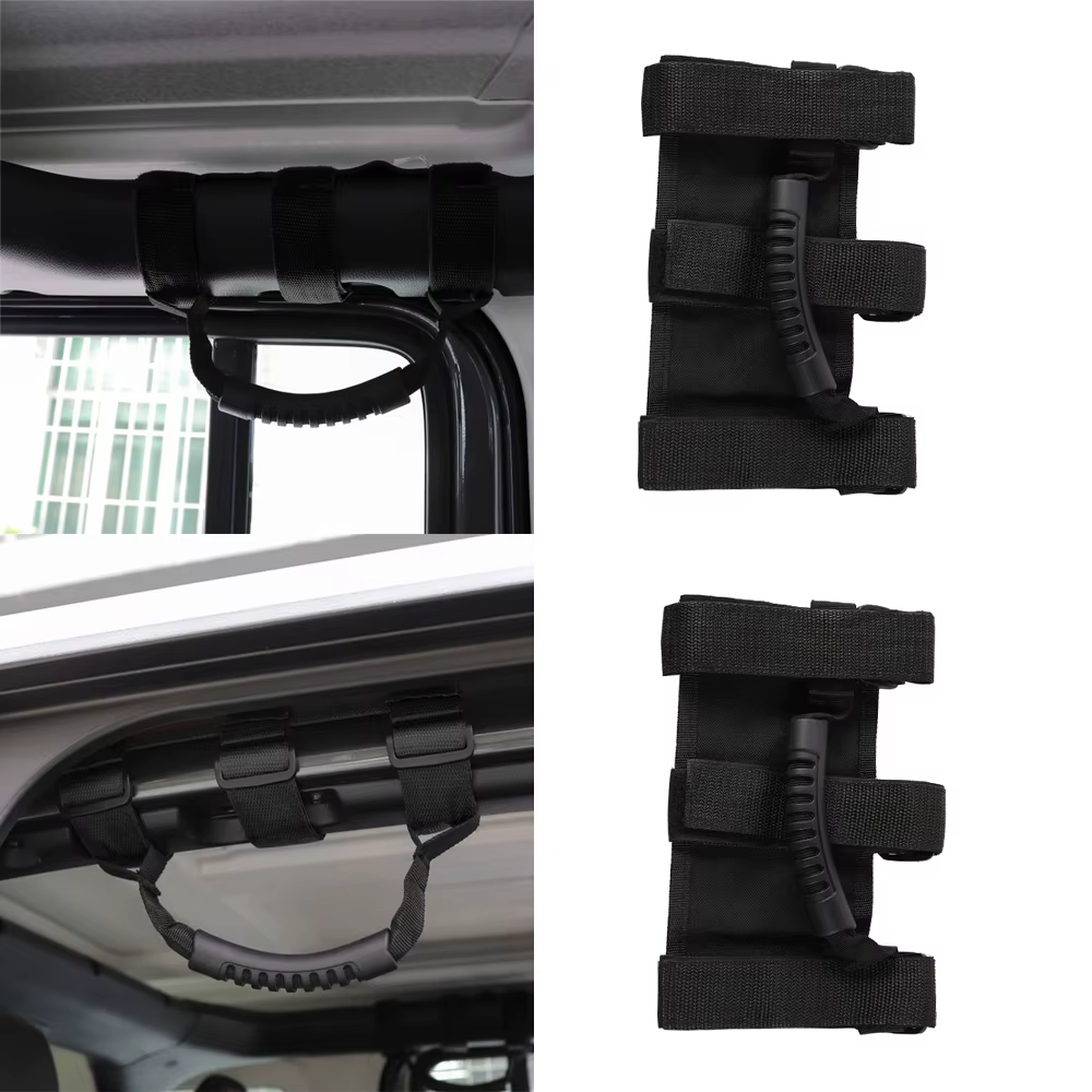 2 poignées de sécurité pour barre anti-roulis, compatibles avec Jeep Wrangler CJ YJ TJ JK JL & Gladiator JT 1987-2023, accessoires intérieurs