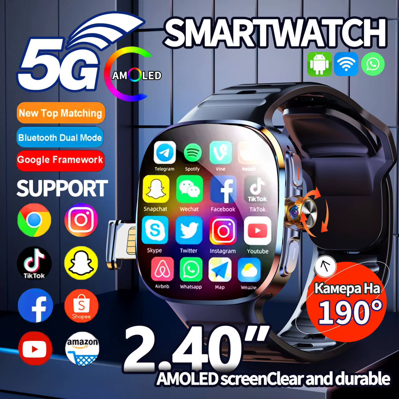 Montre connectée Android M99 avec écran AMOLED de 2