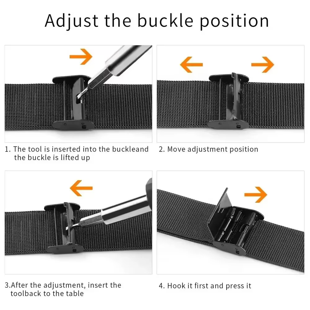 Bandes métalliques pour Honor Watch 4, bracelet respirant en maille d'acier inoxydable