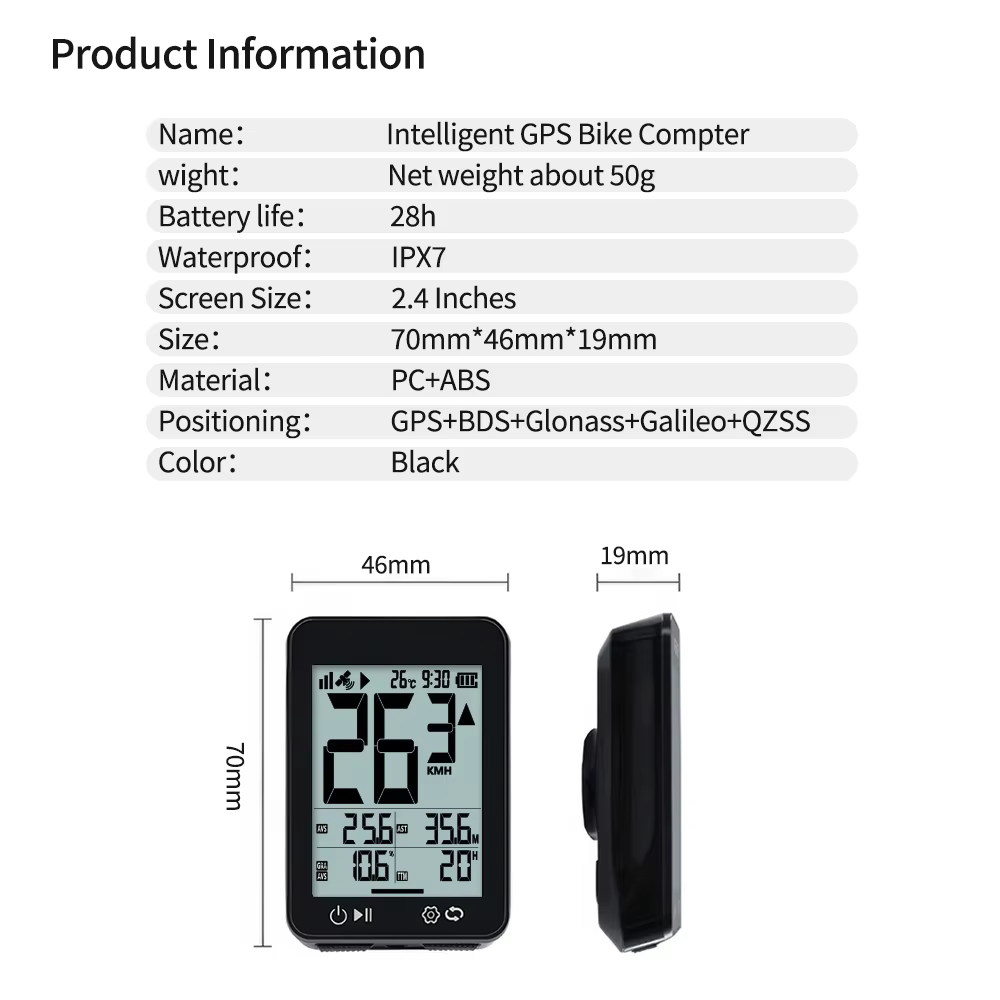 Ordinateur de vélo GPS sans fil