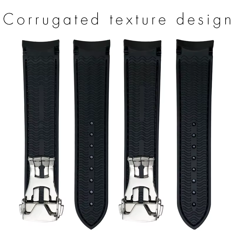 Bracelet de montre incurvé en caoutchouc