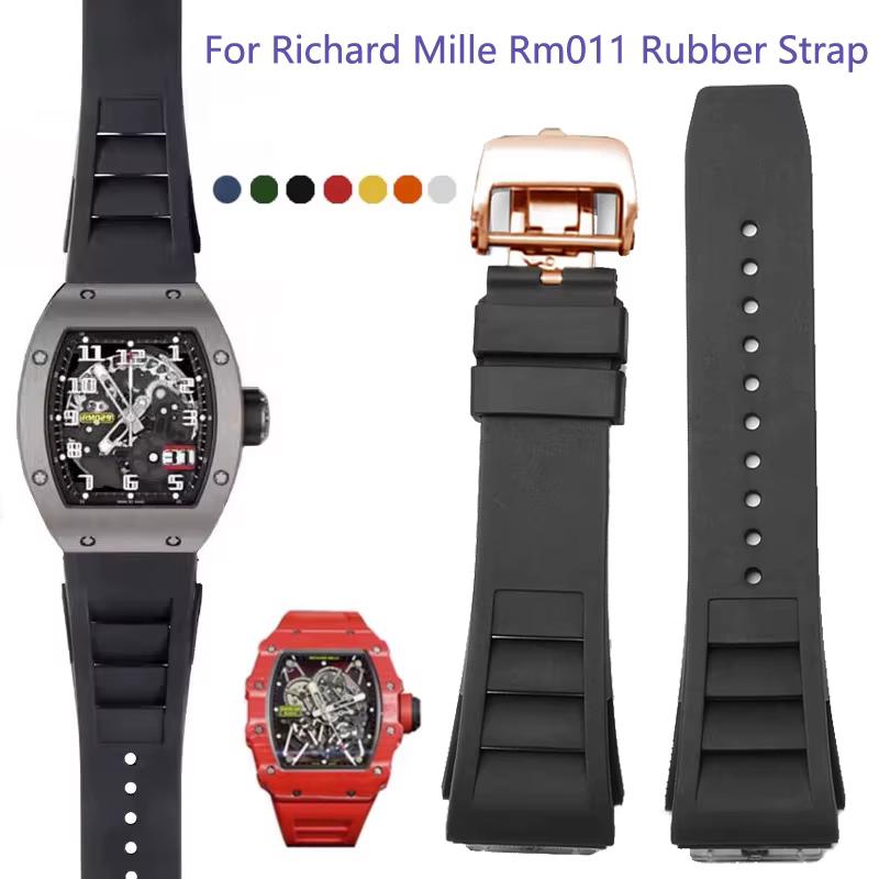 Bracelet de montre en caoutchouc de silicone étanche pour homme