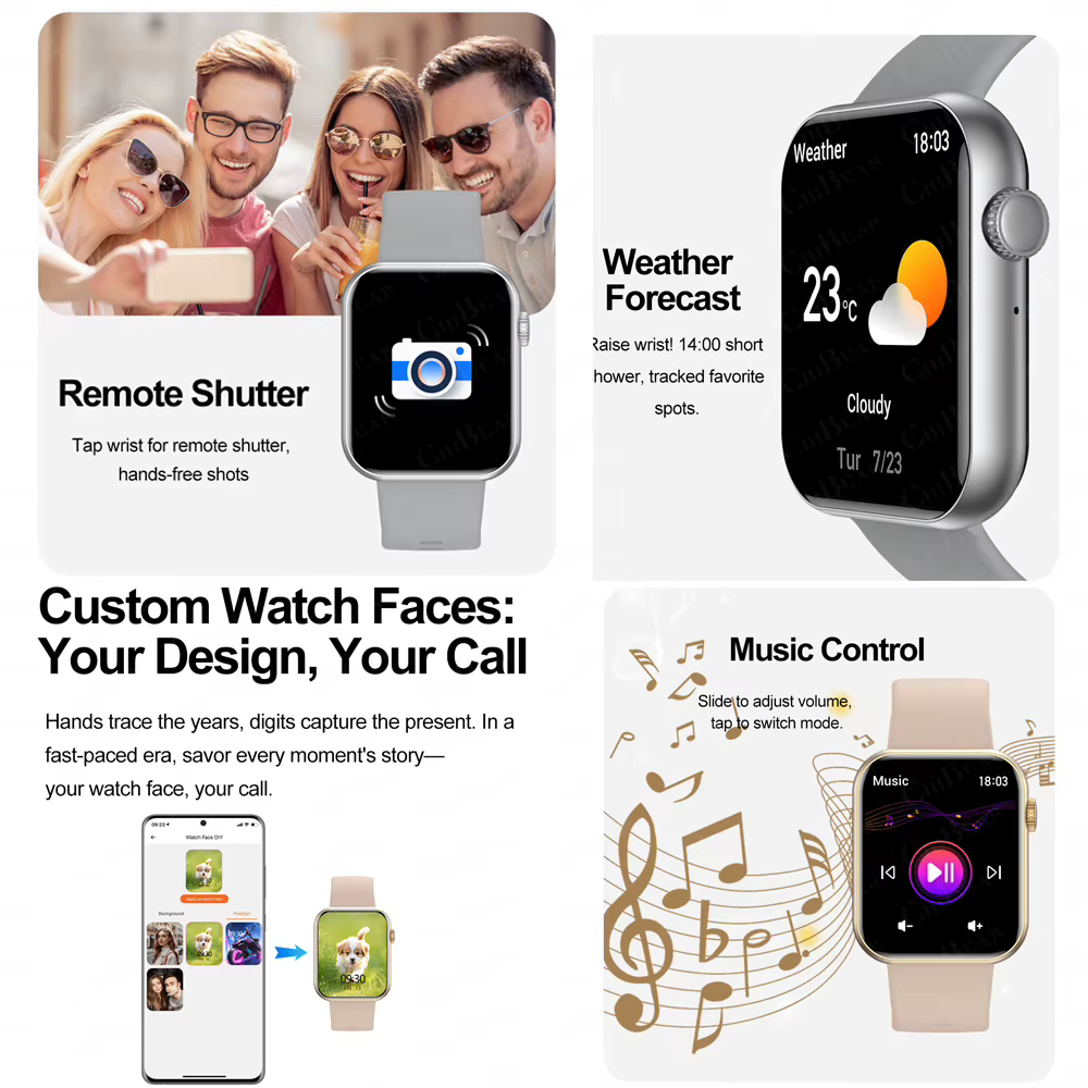 2025 montre intelligente 1.90 "écran HD Bluetooth appel surveillance de la fréquence cardiaque plus de 120 Modes sportifs étanche pour hommes femme Smartwatch cadeau