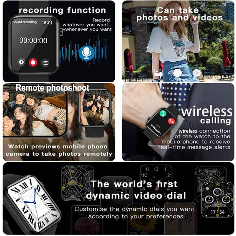 2025 nouvelle caméra montre intelligente hommes femmes Photos enregistrement vidéo moniteur de santé étanche sport
