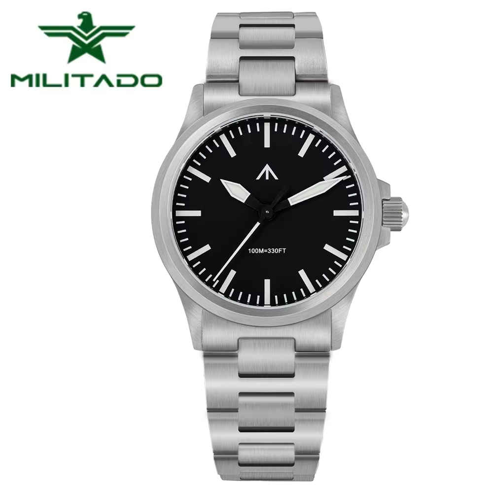 Militado ML18 36mm hommes montre VH31 mouvement à Quartz montres saphir lumineux Double dôme cristal étanche montre-bracelet Vintage