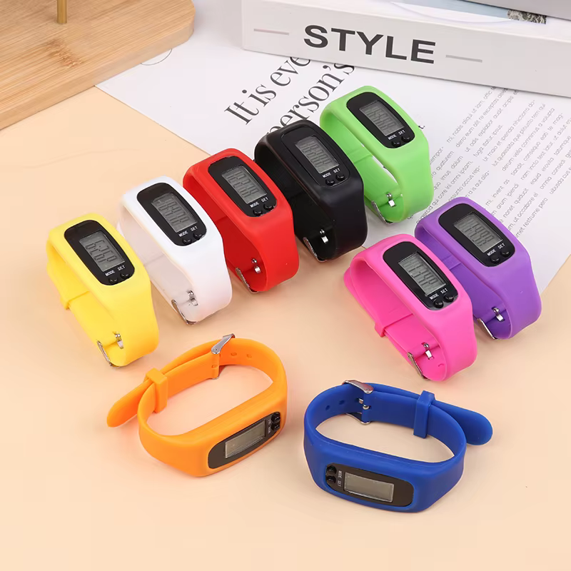 Montre de compteur de pas de Bracelet de podomètre de LED avec l'affichage de l'heure 12/24H