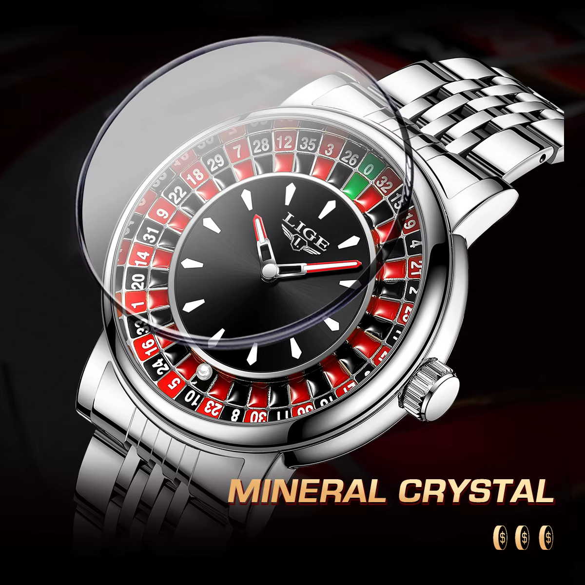 LIGE mode hommes montre cadran rotatif Las Vegas Roulette bureau thème