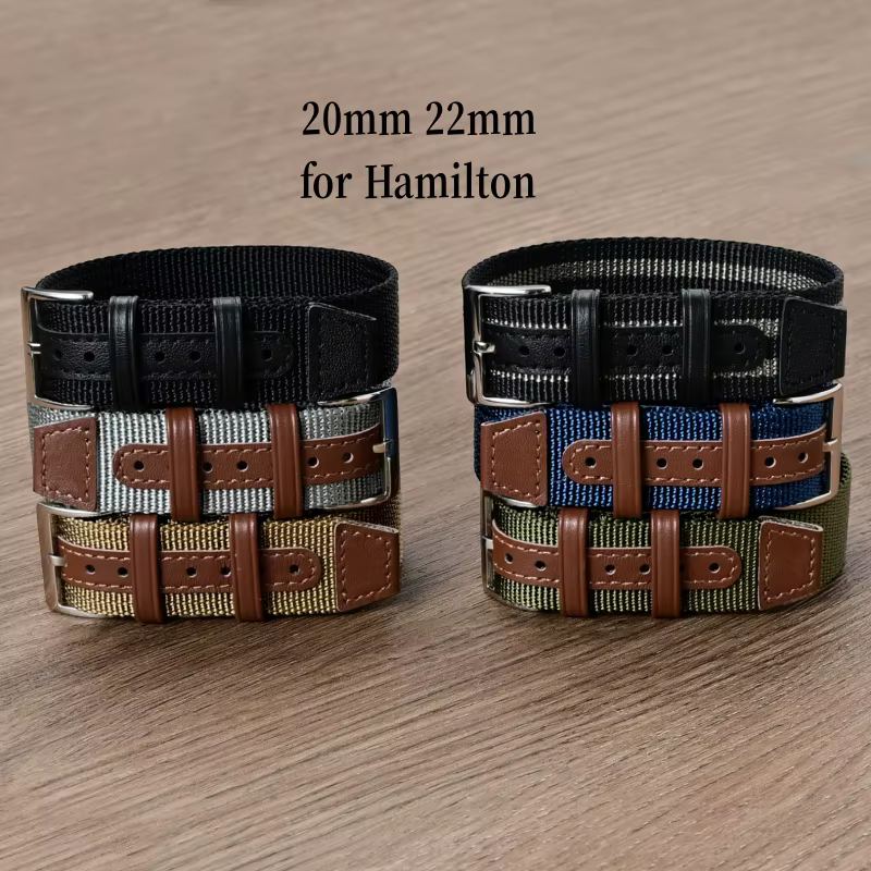 Bracelet de montre en cuir et nylon