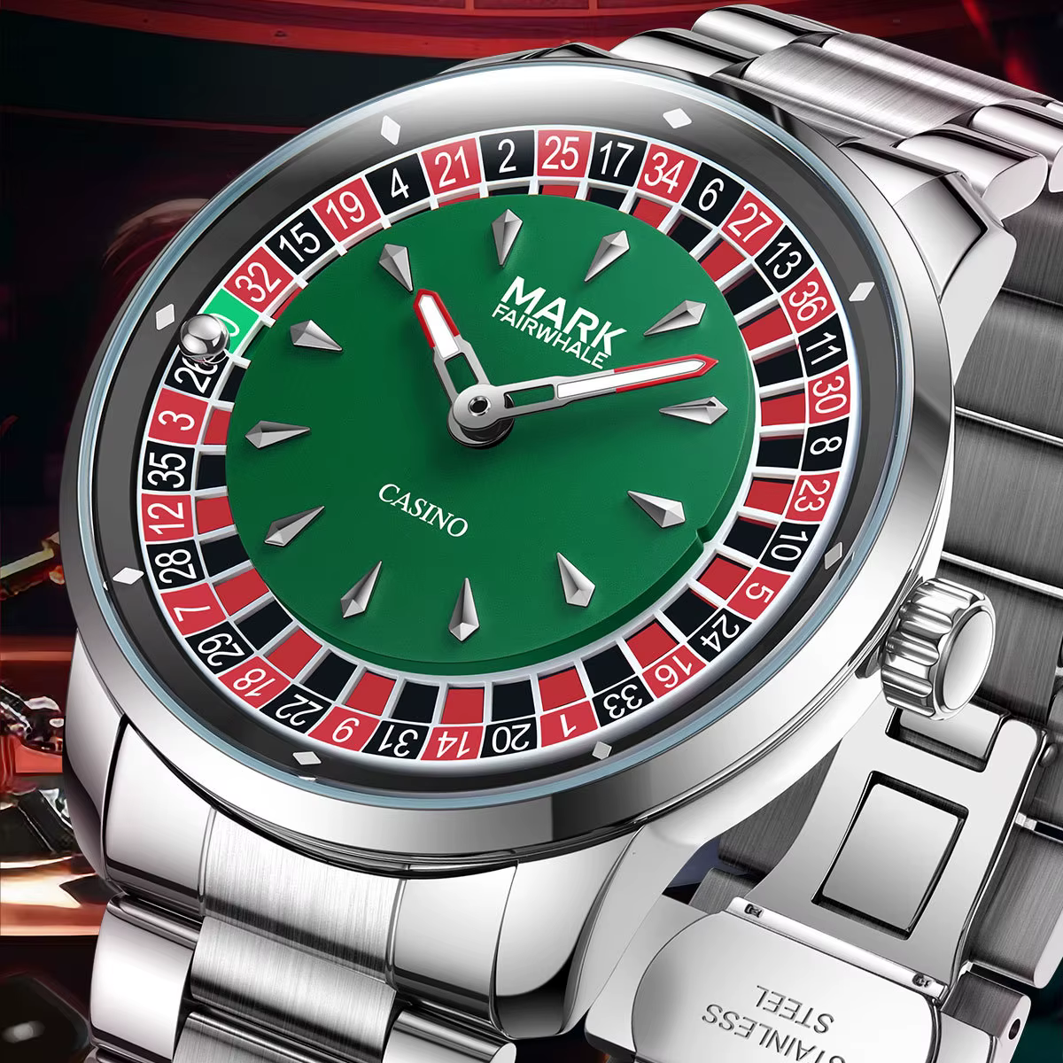 Mark Fairwhale montre originale pour hommes de luxe en acier inoxydable horloge mode décontracté amusant Roulette conception montre-bracelet à Quartz 2025 nouveau
