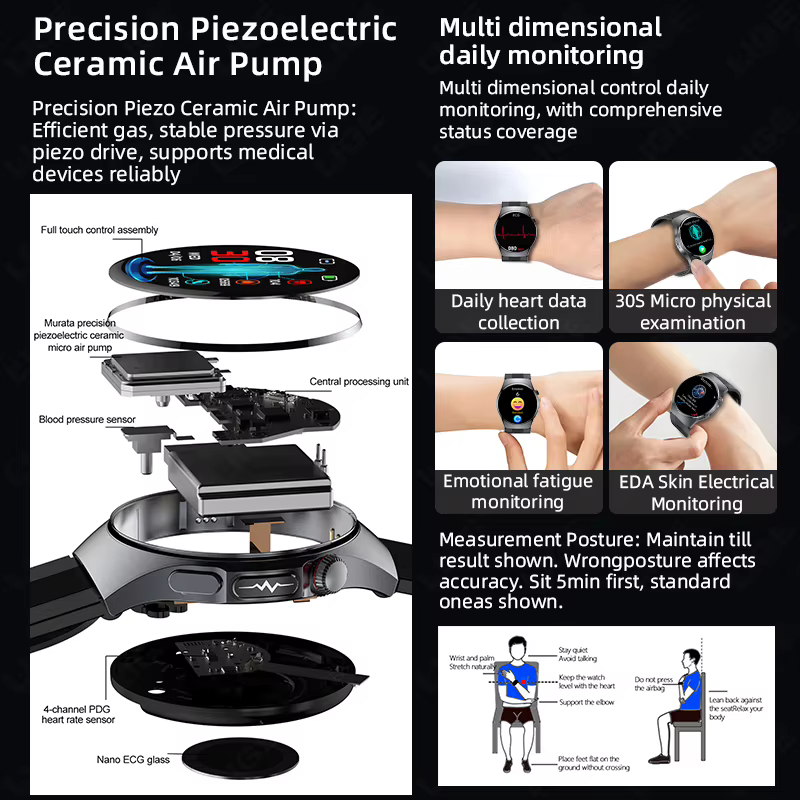 Montre connectée intelligente LIGE avec pompe à air