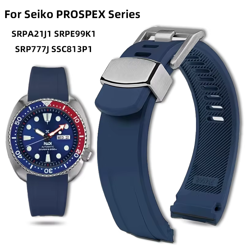 Bracelet en caoutchouc de silicone bleu pour la série SEIKO PROSPEX SRPA21J1 SRPE99K1 SRP777J SRPC91J1