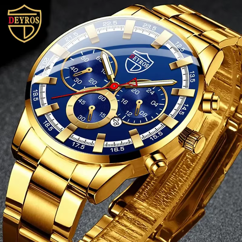 Montre-bracelet à quartz en acier inoxydable pour homme