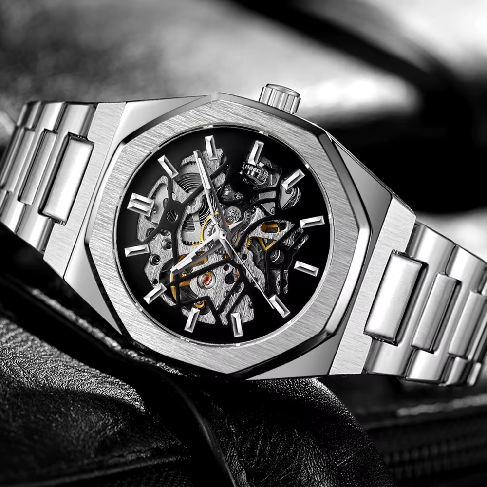 FORSINING mode automatique hommes montres haut de gamme mécanique Transparent étanche militaire en acier inoxydable