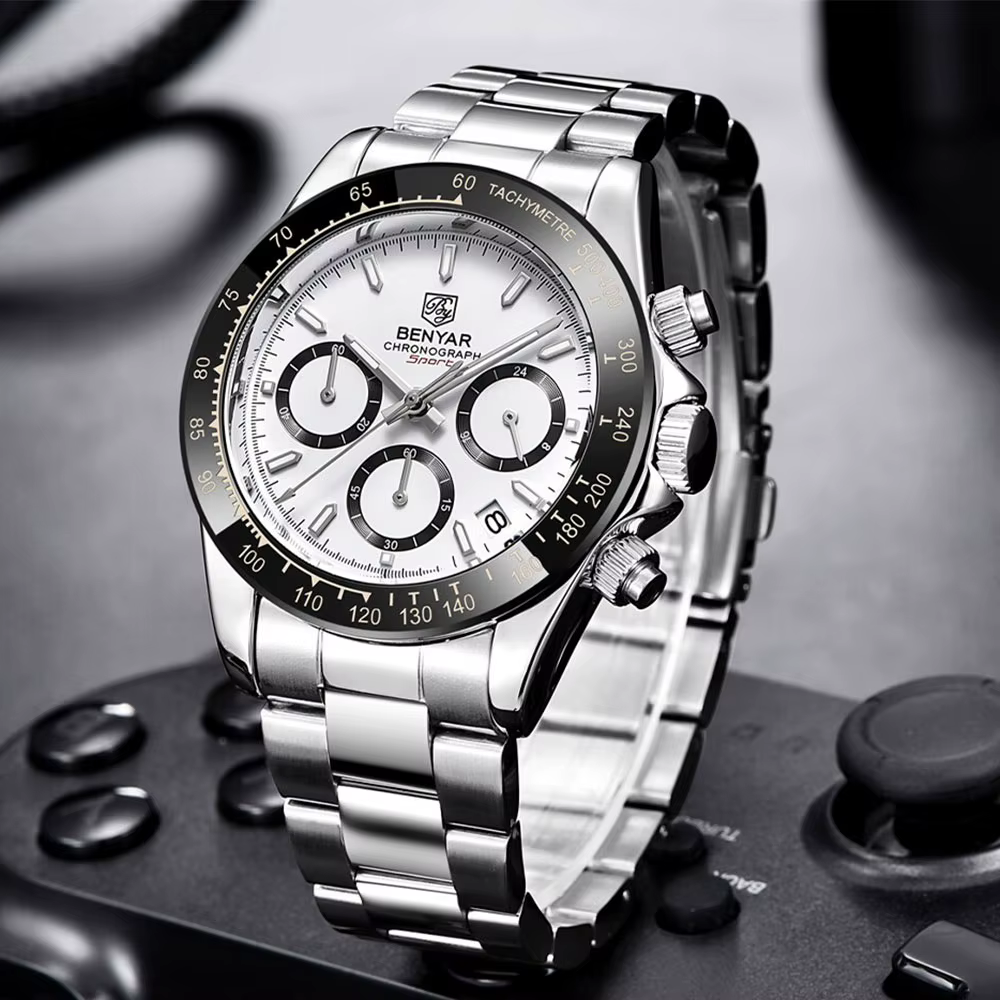 BENYAR 2026 nouveaux hommes montre 40mm montre-bracelet à Quartz classique de luxe chronographe en acier inoxydable