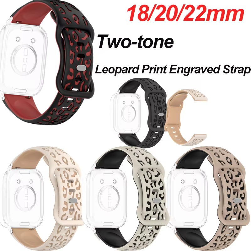 Bracelet de montre gravé léopard en silicone