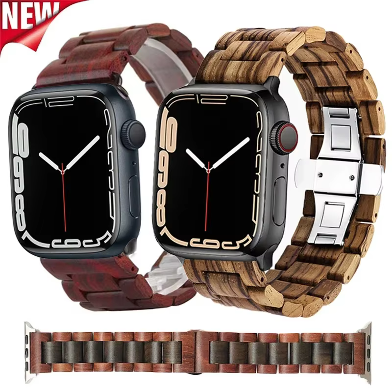 Bracelet en bois pour Apple Watch 11 10 9 8 7 6 5 SE