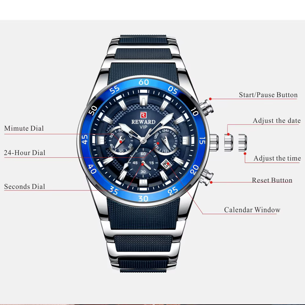 Récompense grand cadran hommes montres haut de gamme marque Sport montre étanche