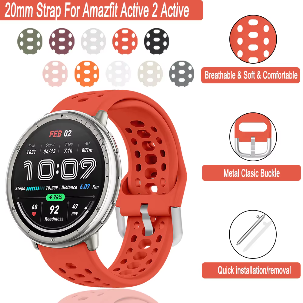 Bracelet pour Amazfit Active 2 BIP3/3 Pro GTS2/2e/2 Mini/3/4 GTR Mini 20mm