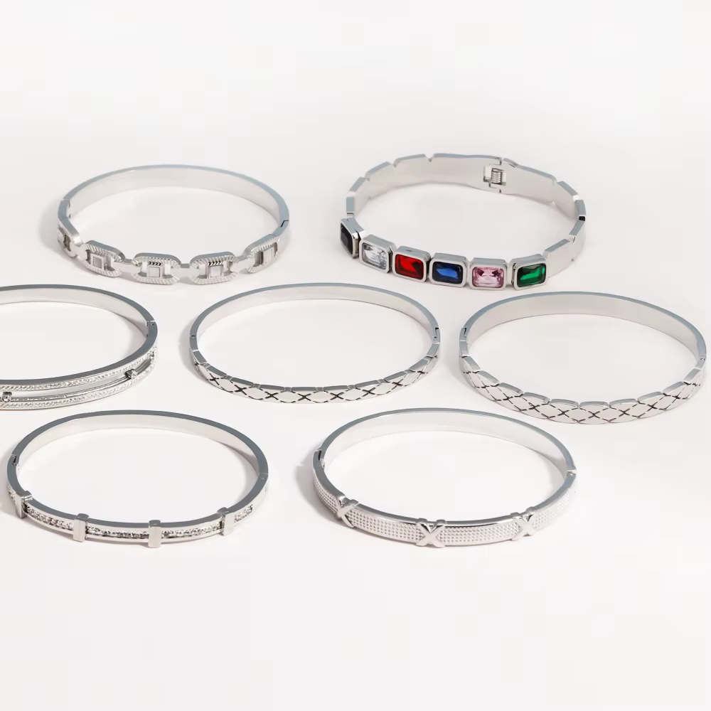 Bracelet ouvert de luxe en Zircon brillant pour femmes, en acier inoxydable exquis, Design X, bijoux cadeau de fête de mariage