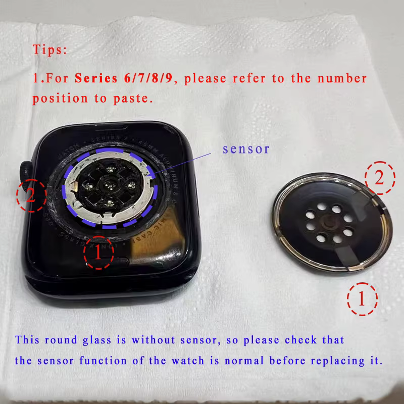 Verre de protection arrière pour Apple Watch Series 6 7 8 40mm 41mm sans capteur